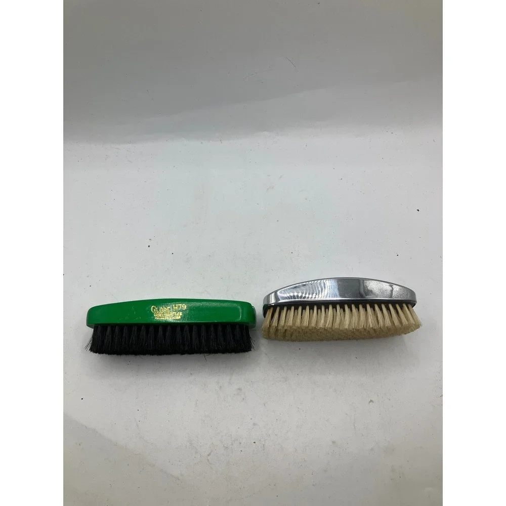 Vintage Globe H79 Horse Hair Grooming Brush‎ Set Chrome Green Equestrian